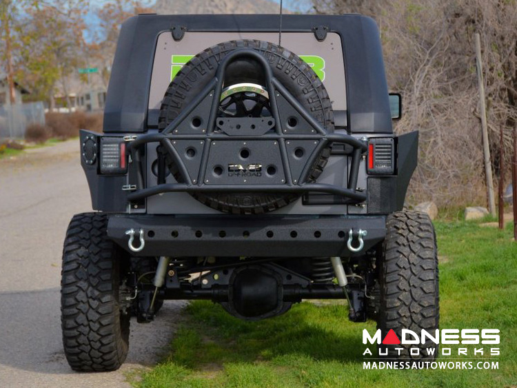 Jeep Wrangler JK Off Road Body Mounted Tire Carrier Black MADNESS